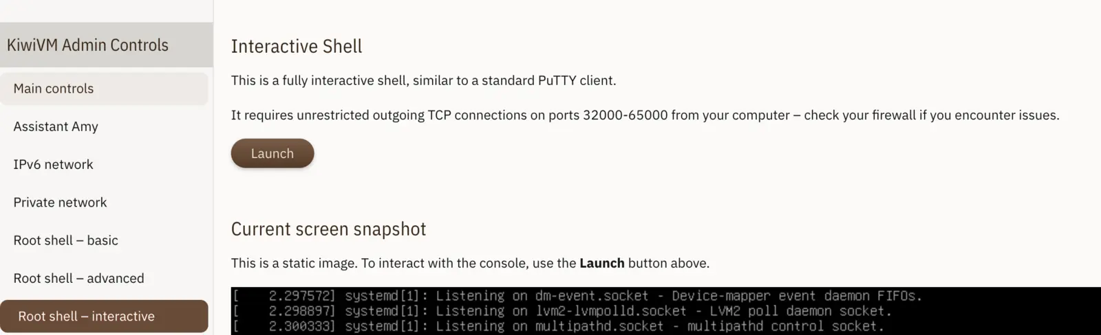 Root shell – interactive 页面，下方是 Ubuntu 开机日志